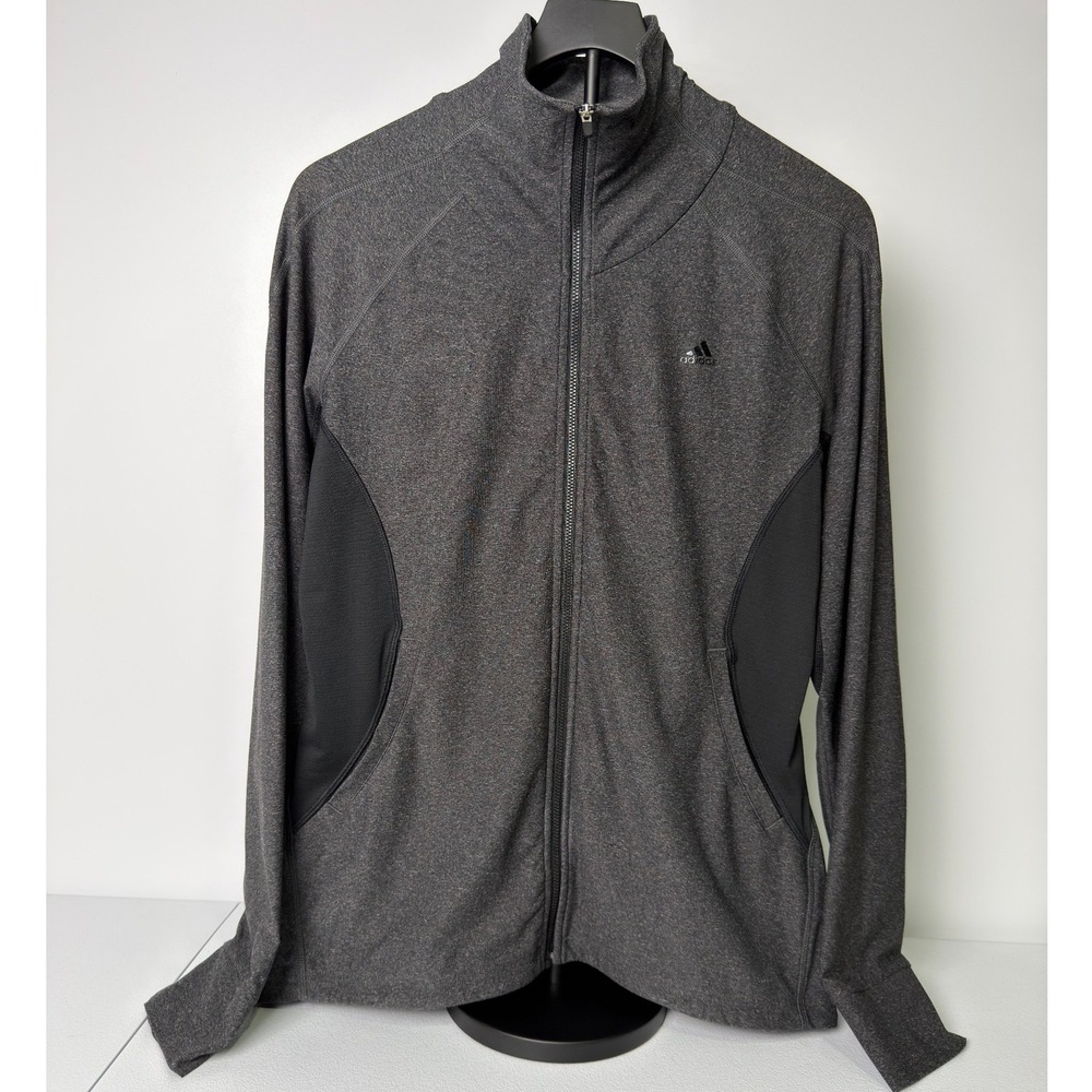 Adidas Womens Climalite Full Zip Track Jacket Gray Heather Mesh Panels G71727 M